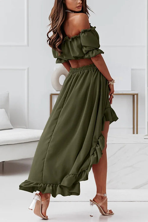 Flügel Off Shoulder Crop Unregelmäßigkeit Rock Set