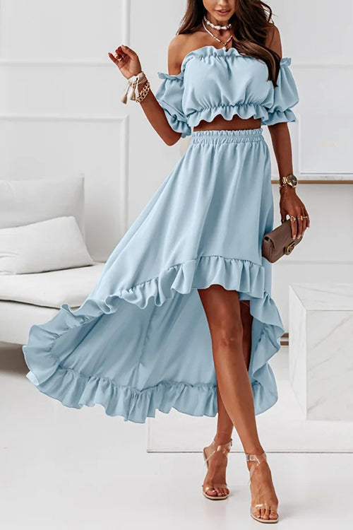 Flügel Off Shoulder Crop Unregelmäßigkeit Rock Set
