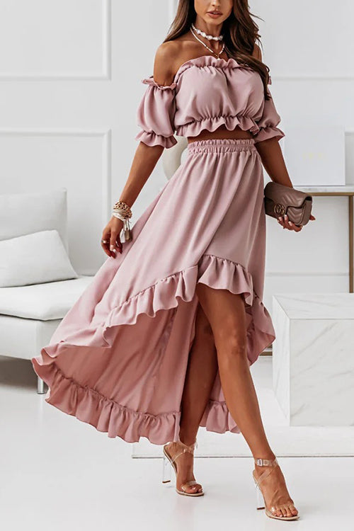 Flügel Off Shoulder Crop Unregelmäßigkeit Rock Set