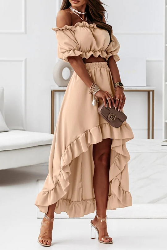 Flügel Off Shoulder Crop Unregelmäßigkeit Rock Set
