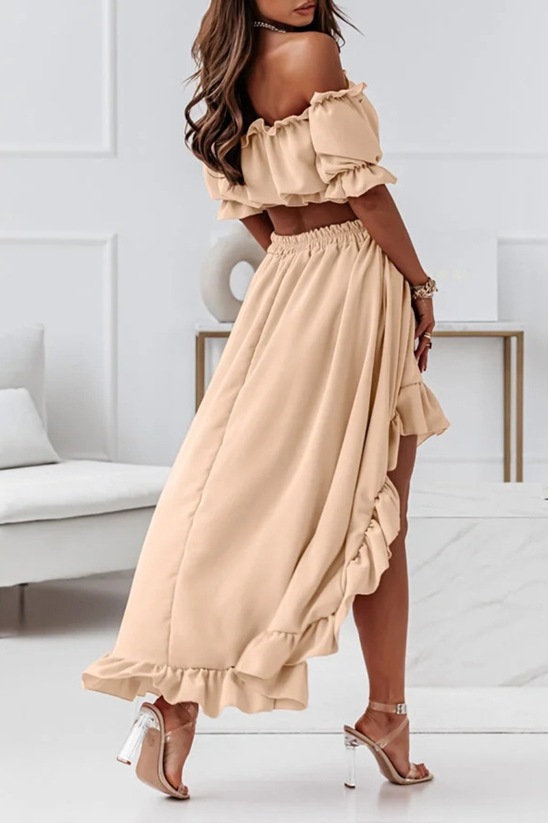 Flügel Off Shoulder Crop Unregelmäßigkeit Rock Set