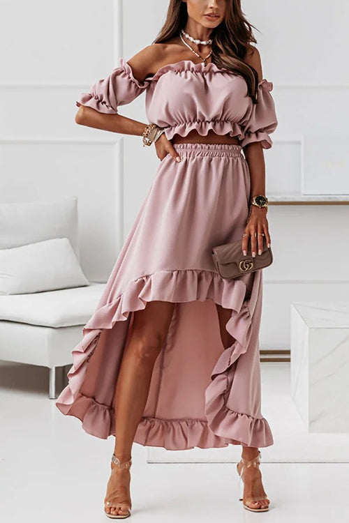Flügel Off Shoulder Crop Unregelmäßigkeit Rock Set