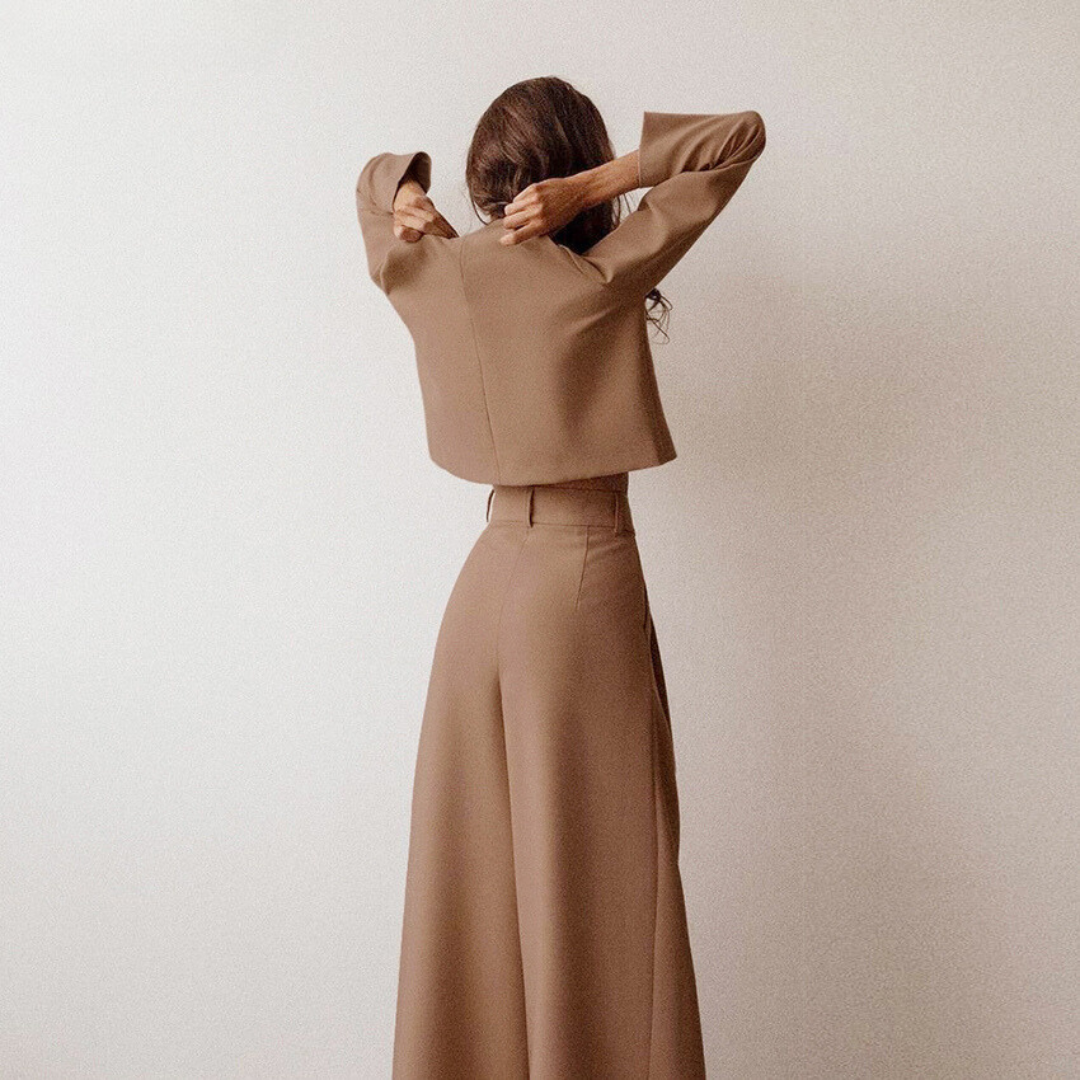 Elegante Damen Zweiteilige Set Mit Weit Geschnittene Hose
