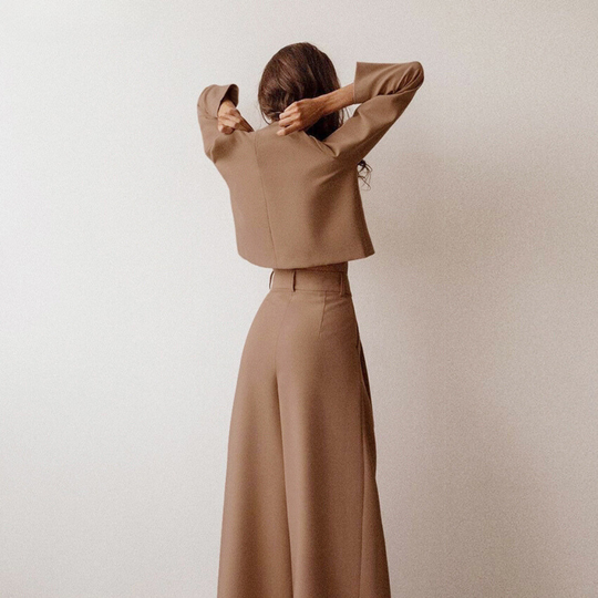 Elegante Damen Zweiteilige Set Mit Weit Geschnittene Hose