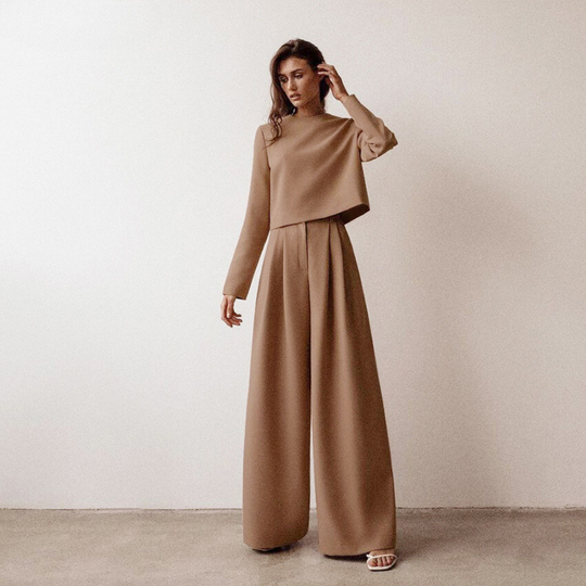 Elegante Damen Zweiteilige Set Mit Weit Geschnittene Hose
