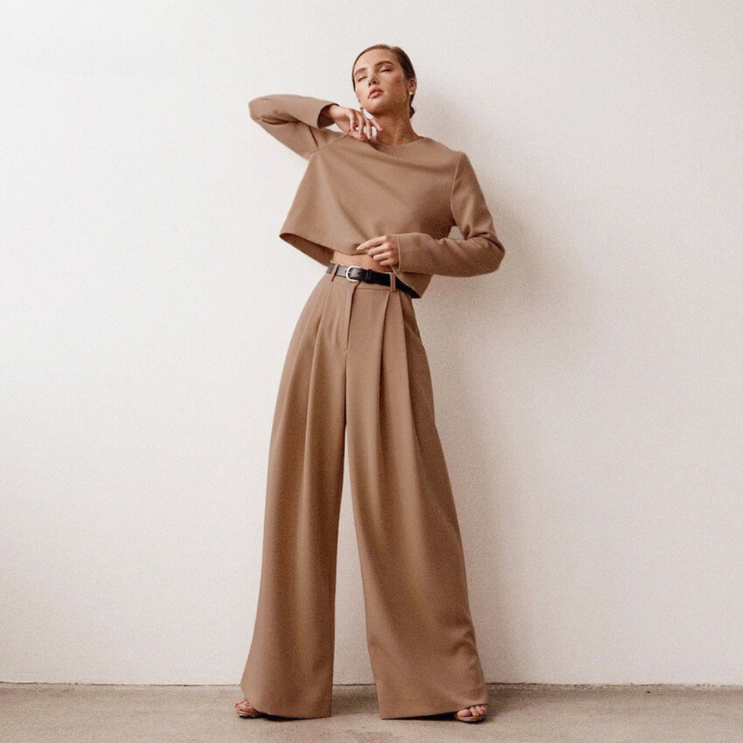 Elegante Damen Zweiteilige Set Mit Weit Geschnittene Hose