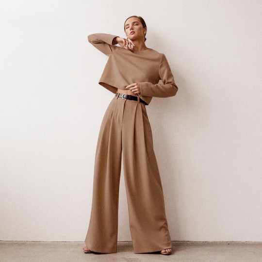 Elegante Damen Zweiteilige Set Mit Weit Geschnittene Hose