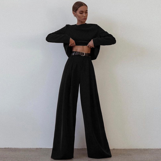 Elegante Damen Zweiteilige Set Mit Weit Geschnittene Hose