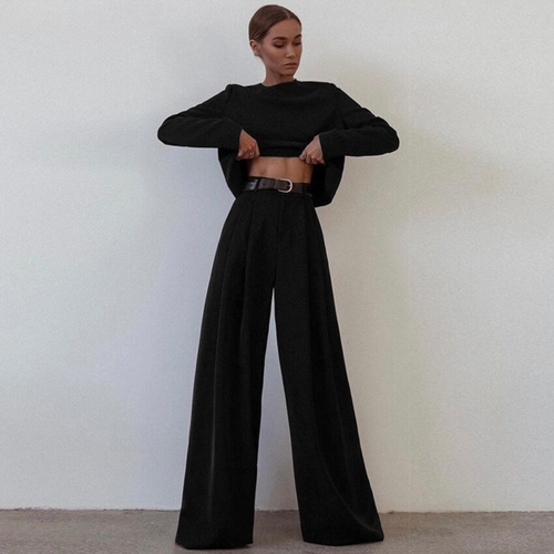 Elegante Damen Zweiteilige Set Mit Weit Geschnittene Hose
