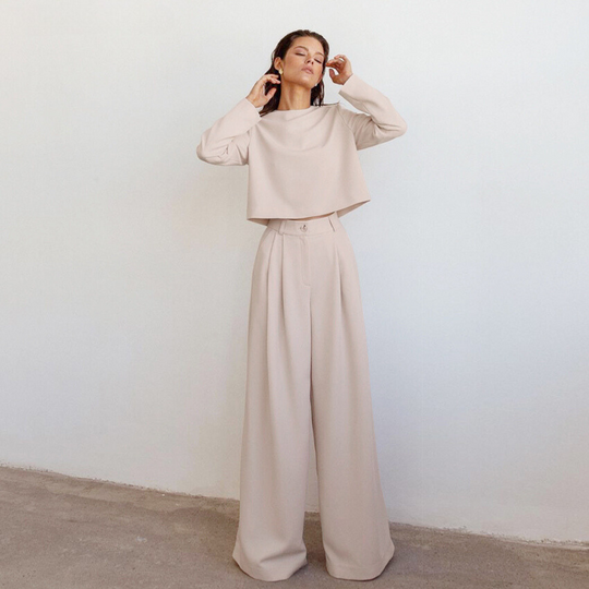 Elegante Damen Zweiteilige Set Mit Weit Geschnittene Hose