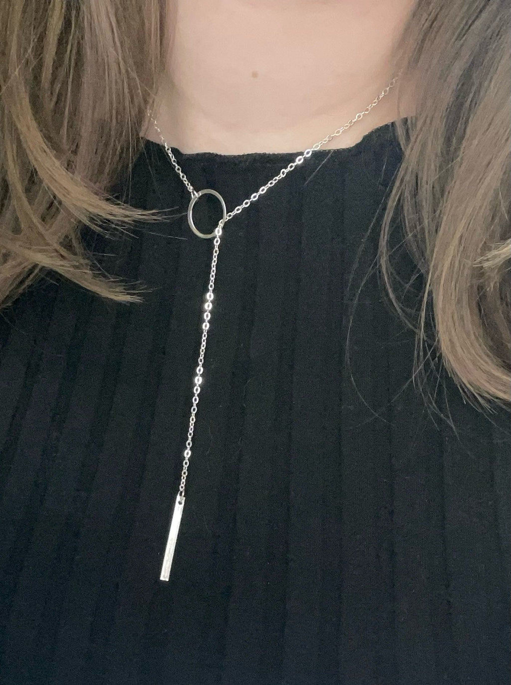Damen Silber Bar Persönlichkeit Infinity Anhänger Choker Gliederkette Halskette | Shop Nory
