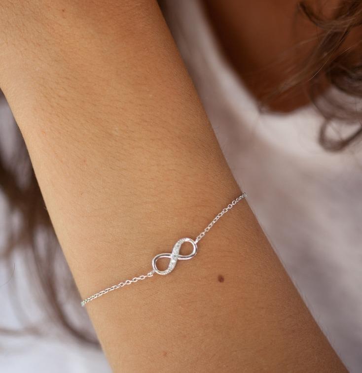 Unendliches-Armband aus Silber mit Zirkonia, Armband Silber Zirkonia Unendlichkeit | Shop Nory