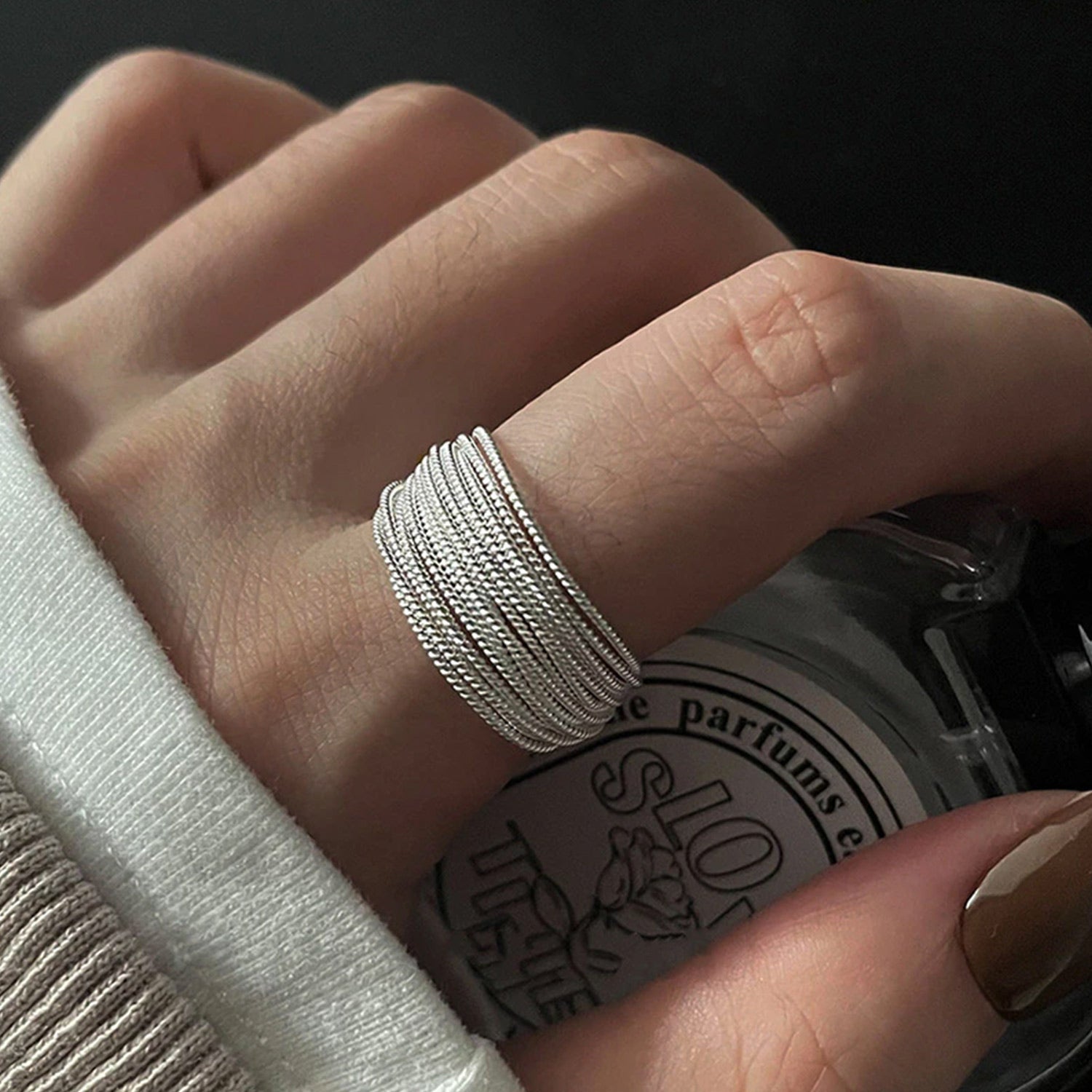 925 Sterling Silver Einzigartige Linien Cocktailringe | Shop Nory