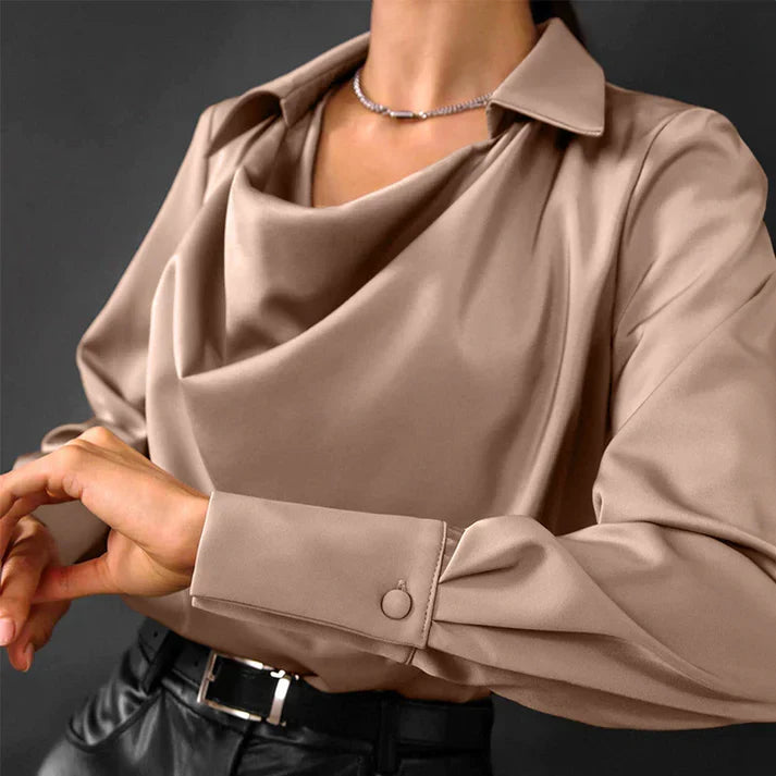 Lange Ärmel Satin Bluse