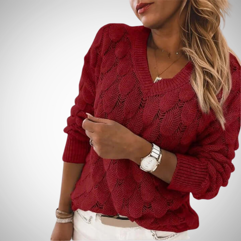 V-Ausschnitt Strickpullover