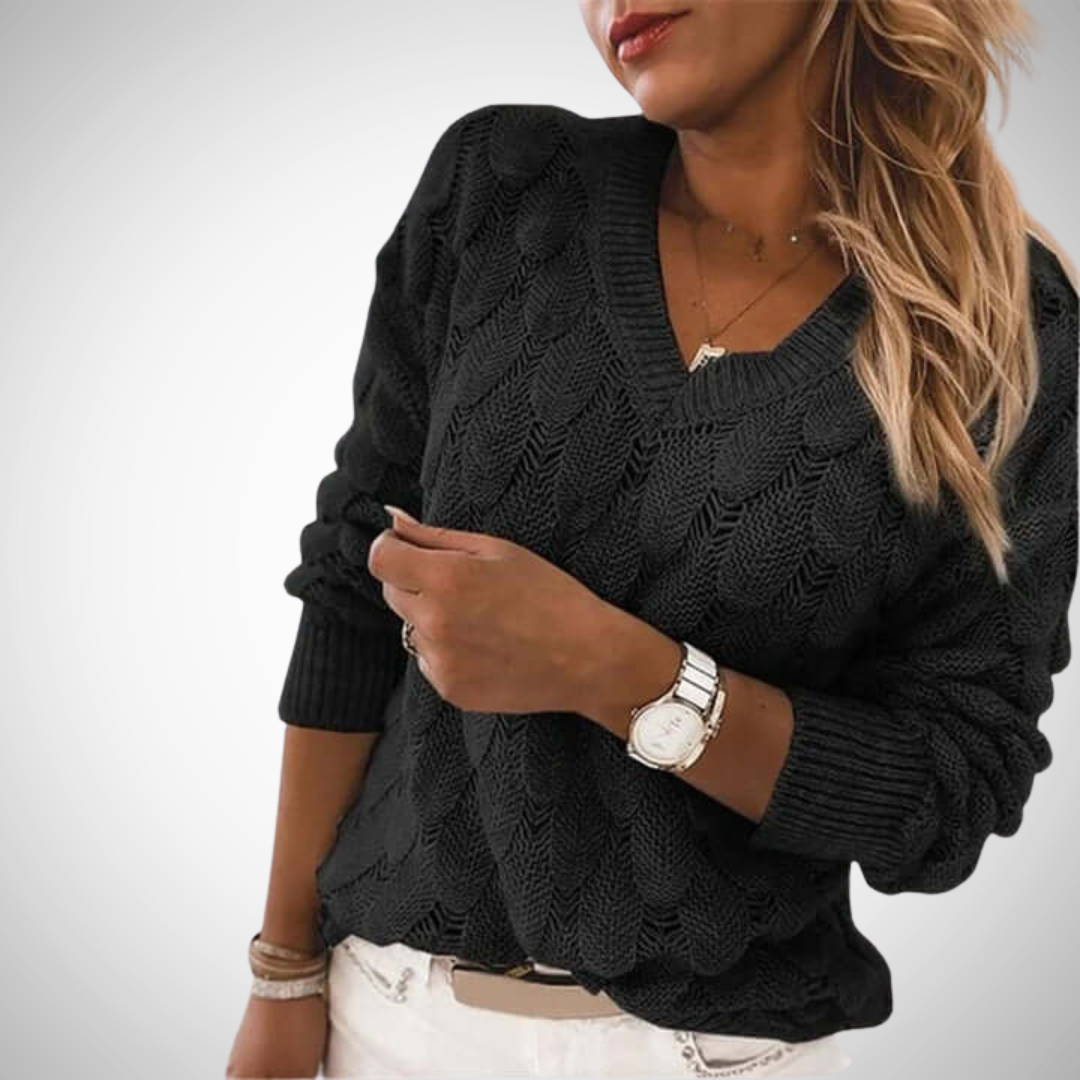 V-Ausschnitt Strickpullover
