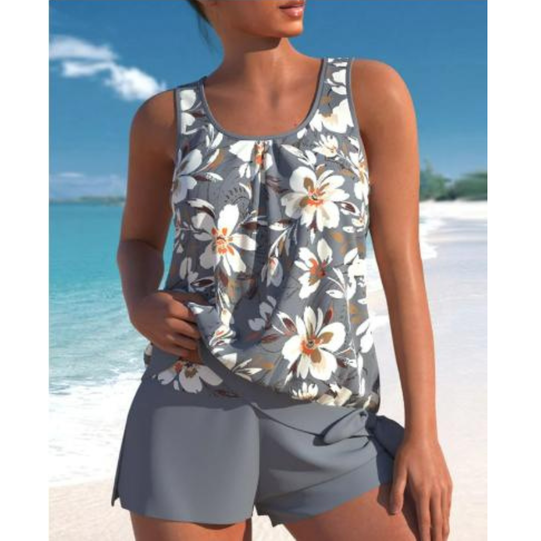 Damen Blumenmuster Zweiteiliges Badeanzug Set Bright