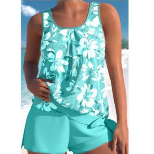 Damen Blumenmuster Zweiteiliges Badeanzug Set Bright