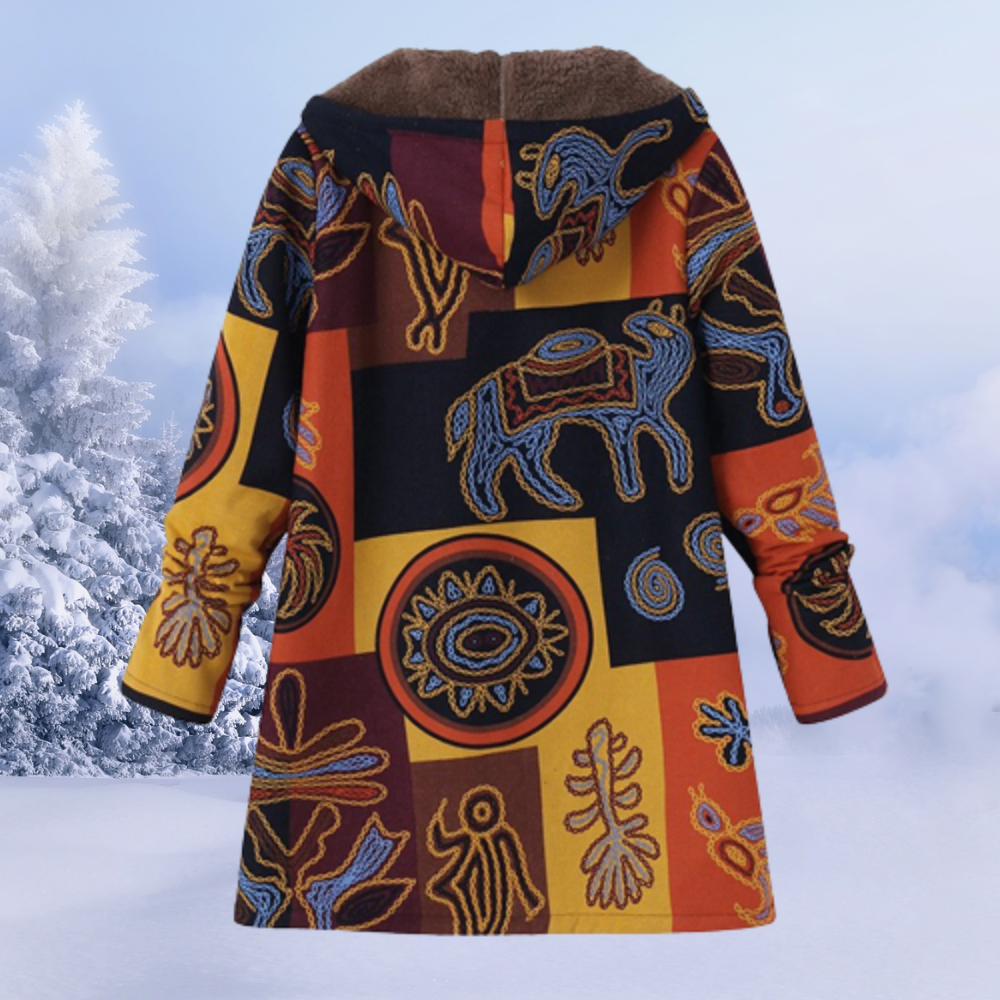 Winterjacke Damen mit Blumenmuster Warm
