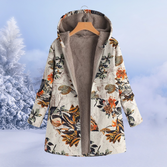 Winterjacke Damen mit Blumenmuster Warm