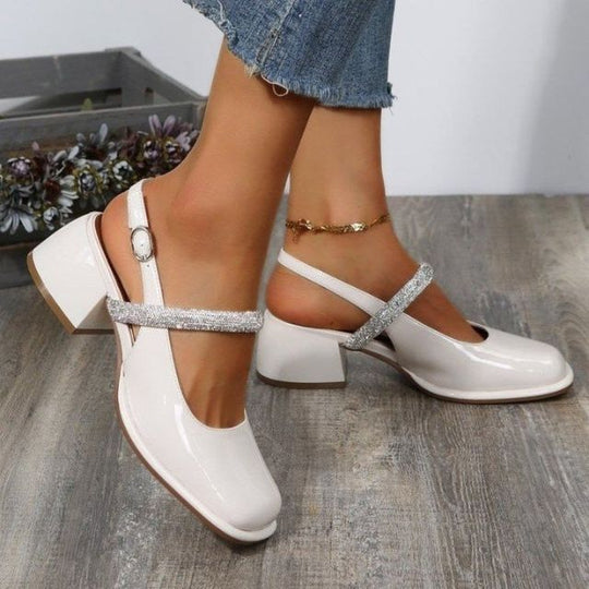 Glitzernde WeißlackPumps