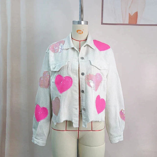 Shopnory | Cordura Bomberjacke mit Paillettenherz