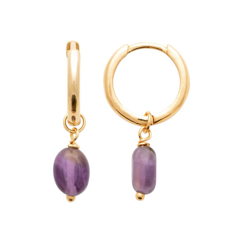 Vergoldete Creolen mit Amethyst – Zeitlose Eleganz mit einem Hauch von Farbe | Shop Nory