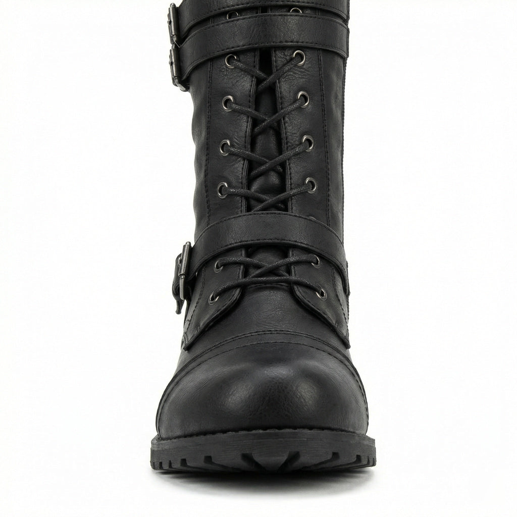 Retro-Schnürstiefel mit Schnalle