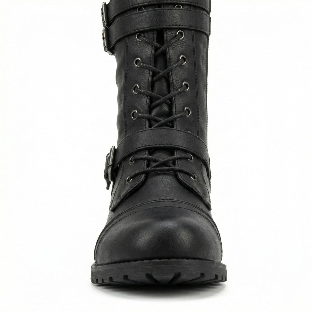 Retro-Schnürstiefel mit Schnalle