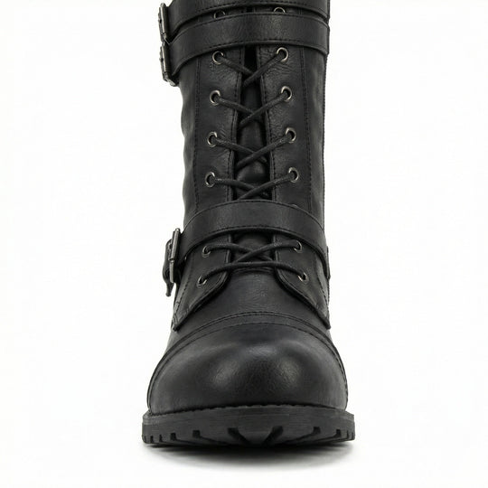 Retro-Schnürstiefel mit Schnalle