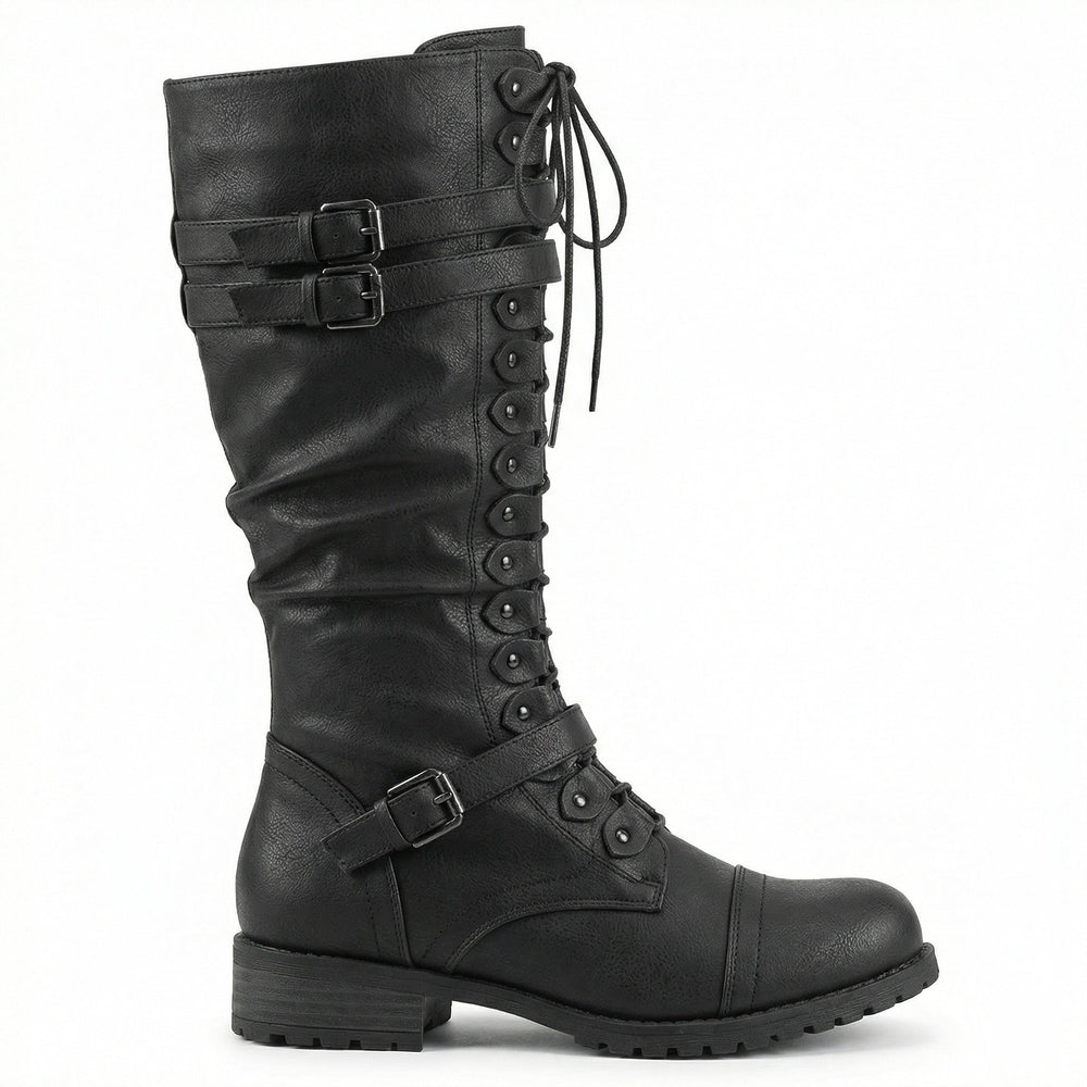 Retro-Schnürstiefel mit Schnalle