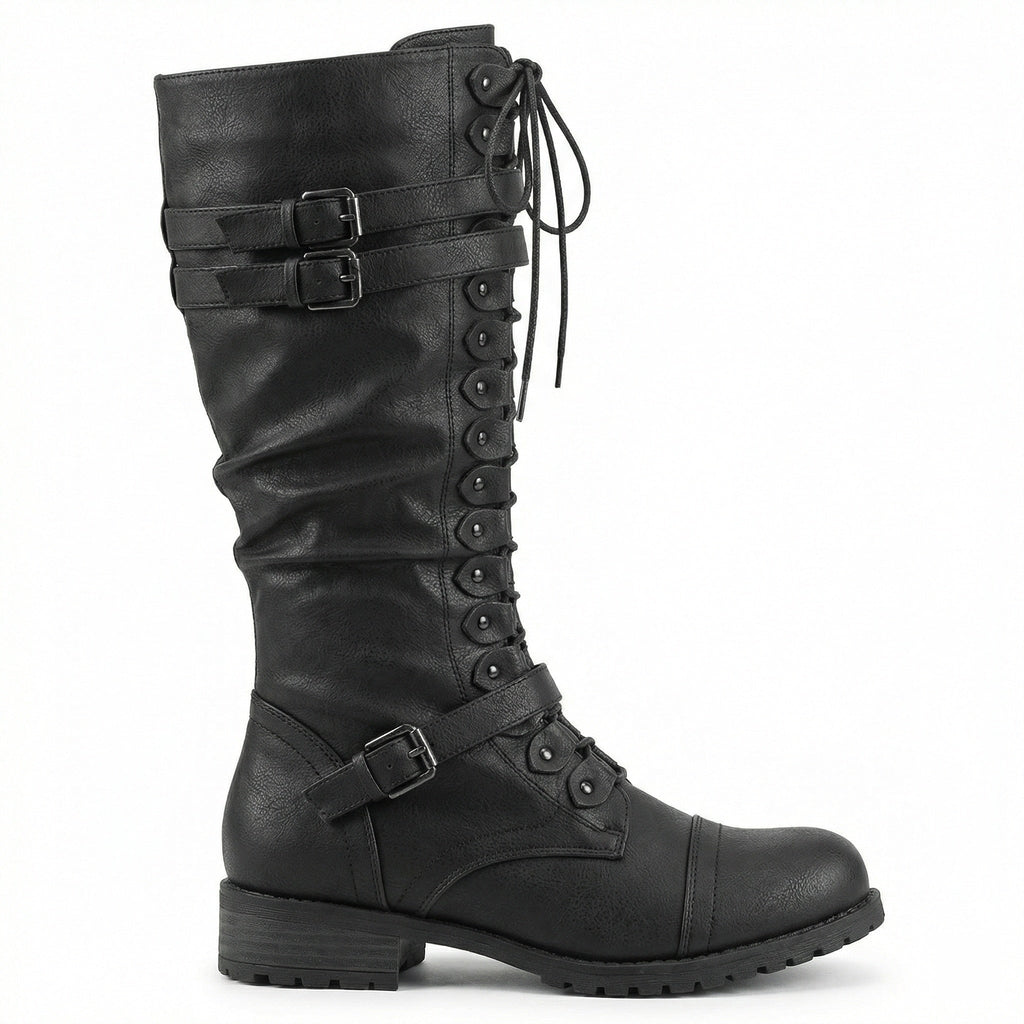 Retro-Schnürstiefel mit Schnalle
