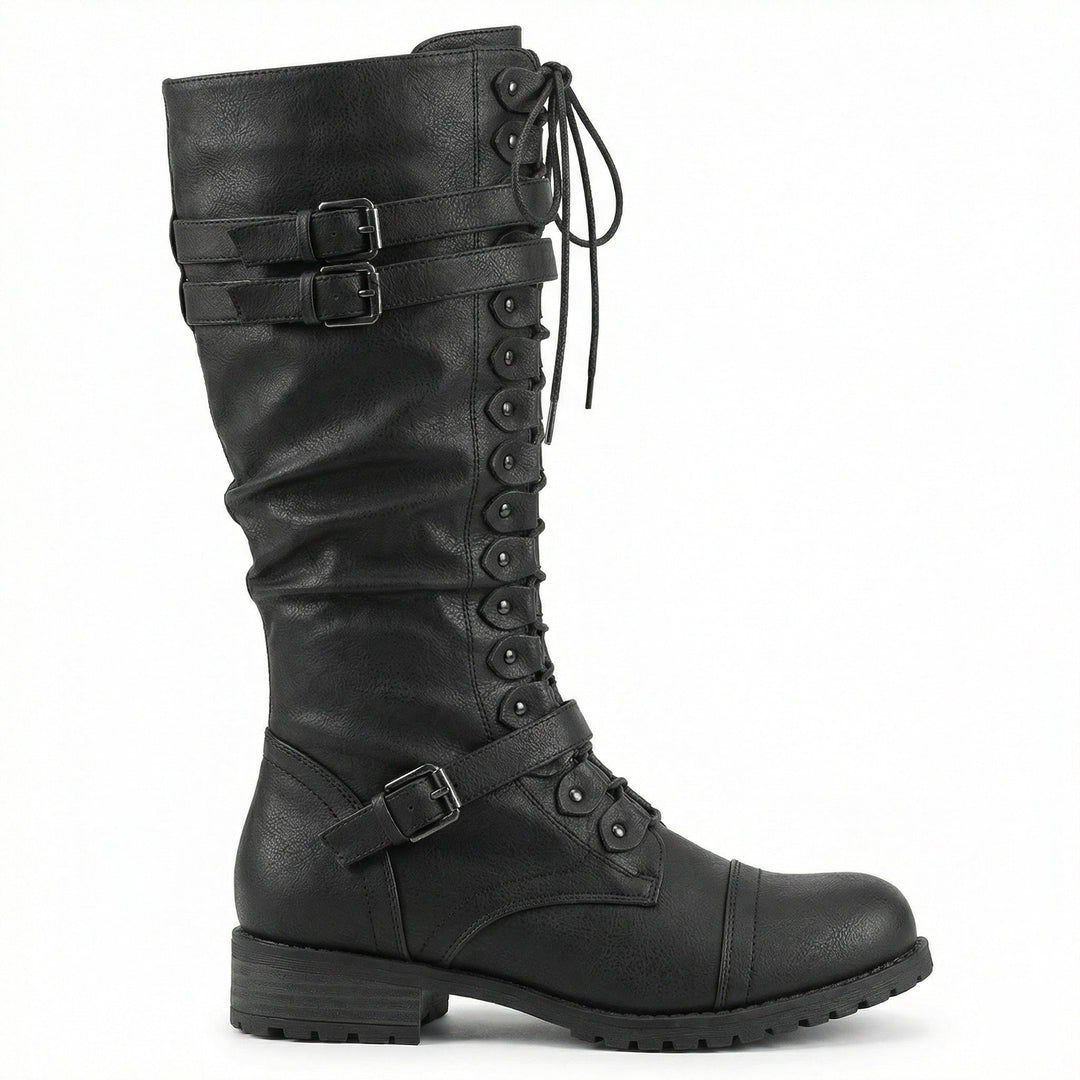 Retro-Schnürstiefel mit Schnalle