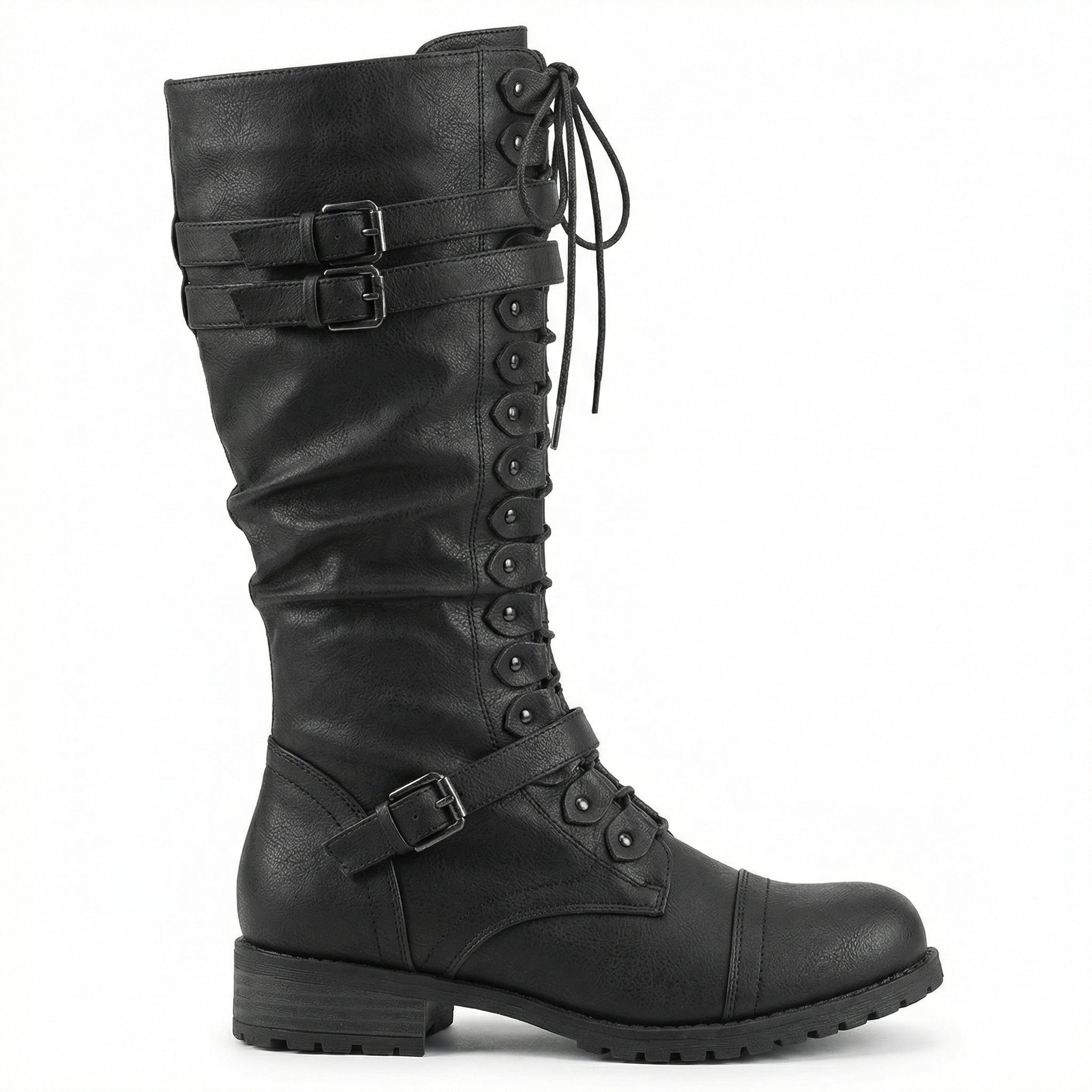 Retro-Schnürstiefel mit Schnalle