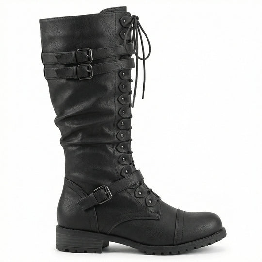 Retro-Schnürstiefel mit Schnalle