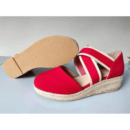 Kreuzband Espadrilles mit Geflochtenem Seil und Keilsohle