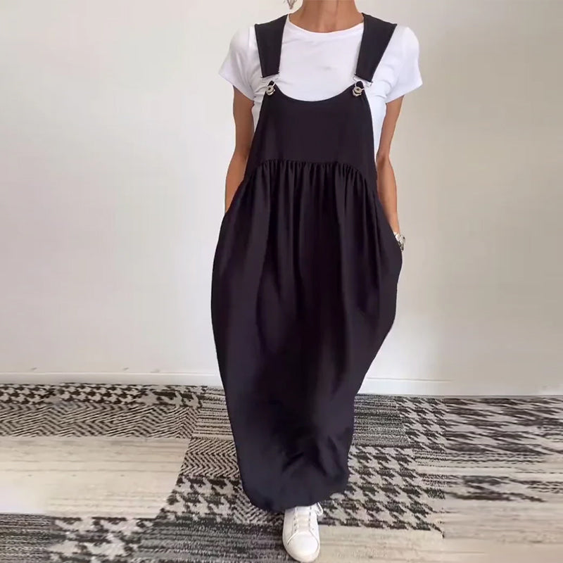 Kleid Lässig Einfarbig Hosenträger