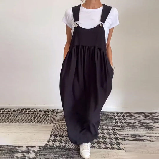 Kleid Lässig Einfarbig Hosenträger