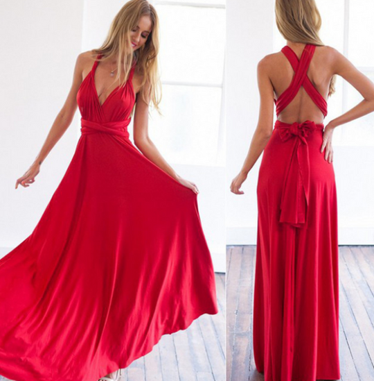 Damen Multiway Wickelkleid mit 50+ Tragevarianten & Elastischem Stoff