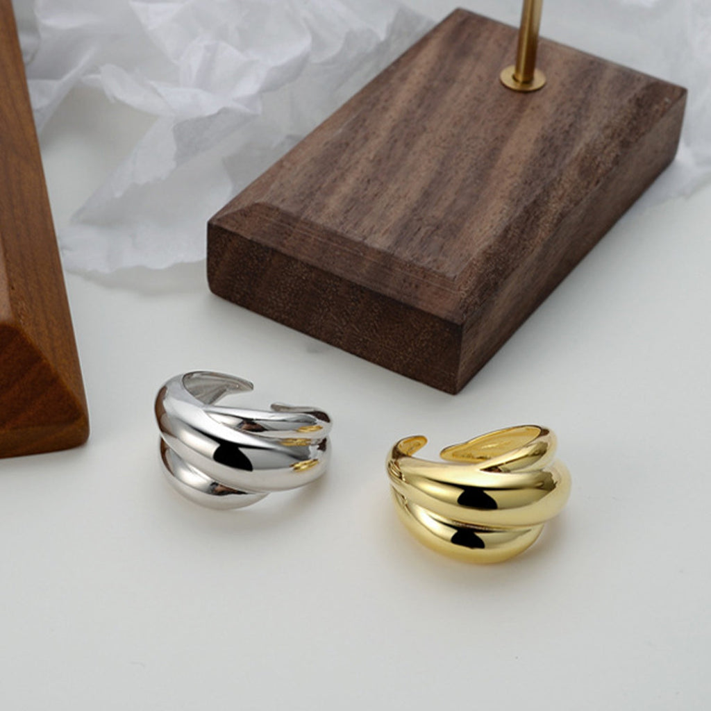 Glatt unregelmäßige Wellen verstellbarer offener Ring | Shop Nory