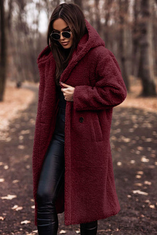 Damen Teddy Mantel mit Kapuze | ShopNory