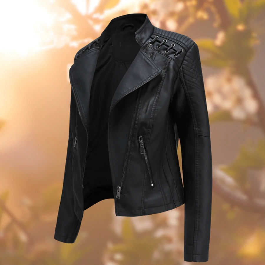 Schwarze Biker-Lederjacke
