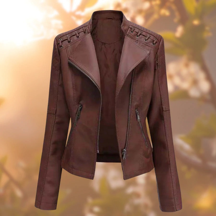 Schwarze Biker-Lederjacke