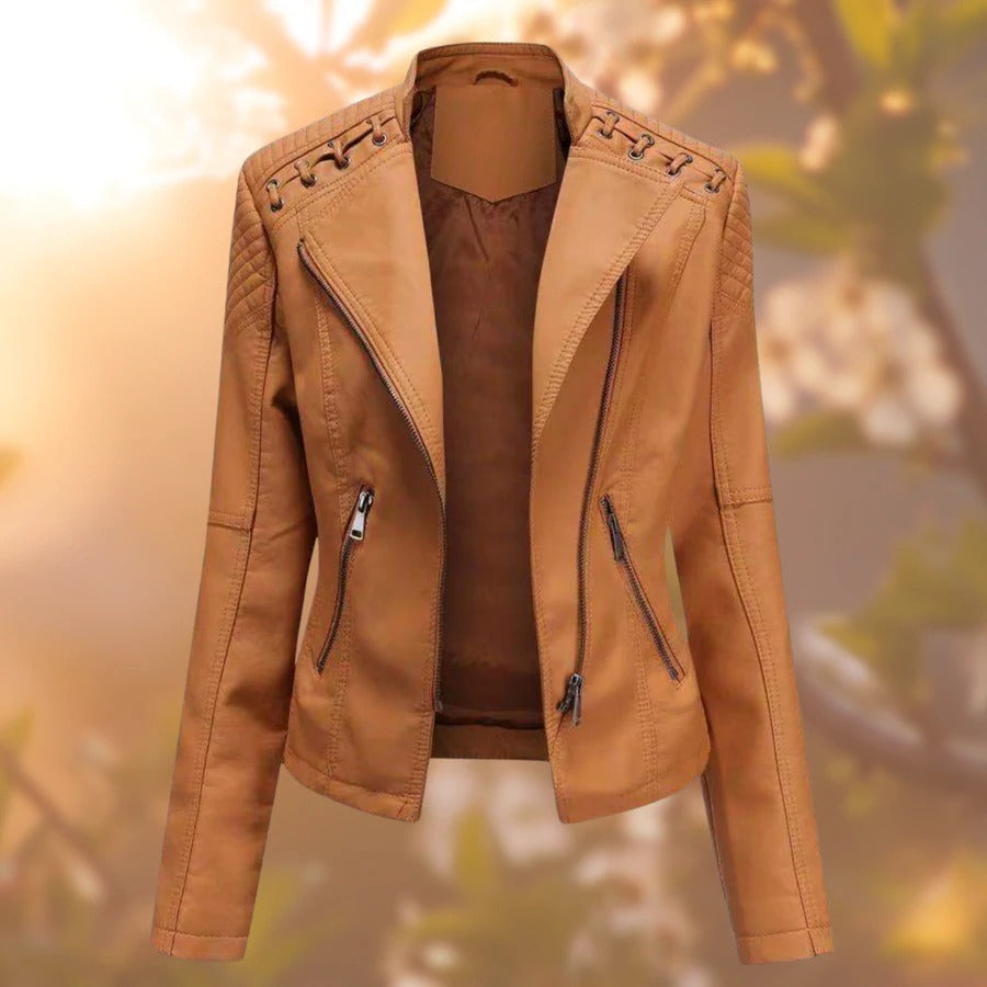 Schwarze Biker-Lederjacke