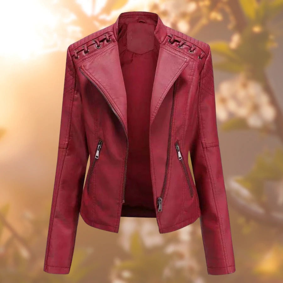 Schwarze Biker-Lederjacke