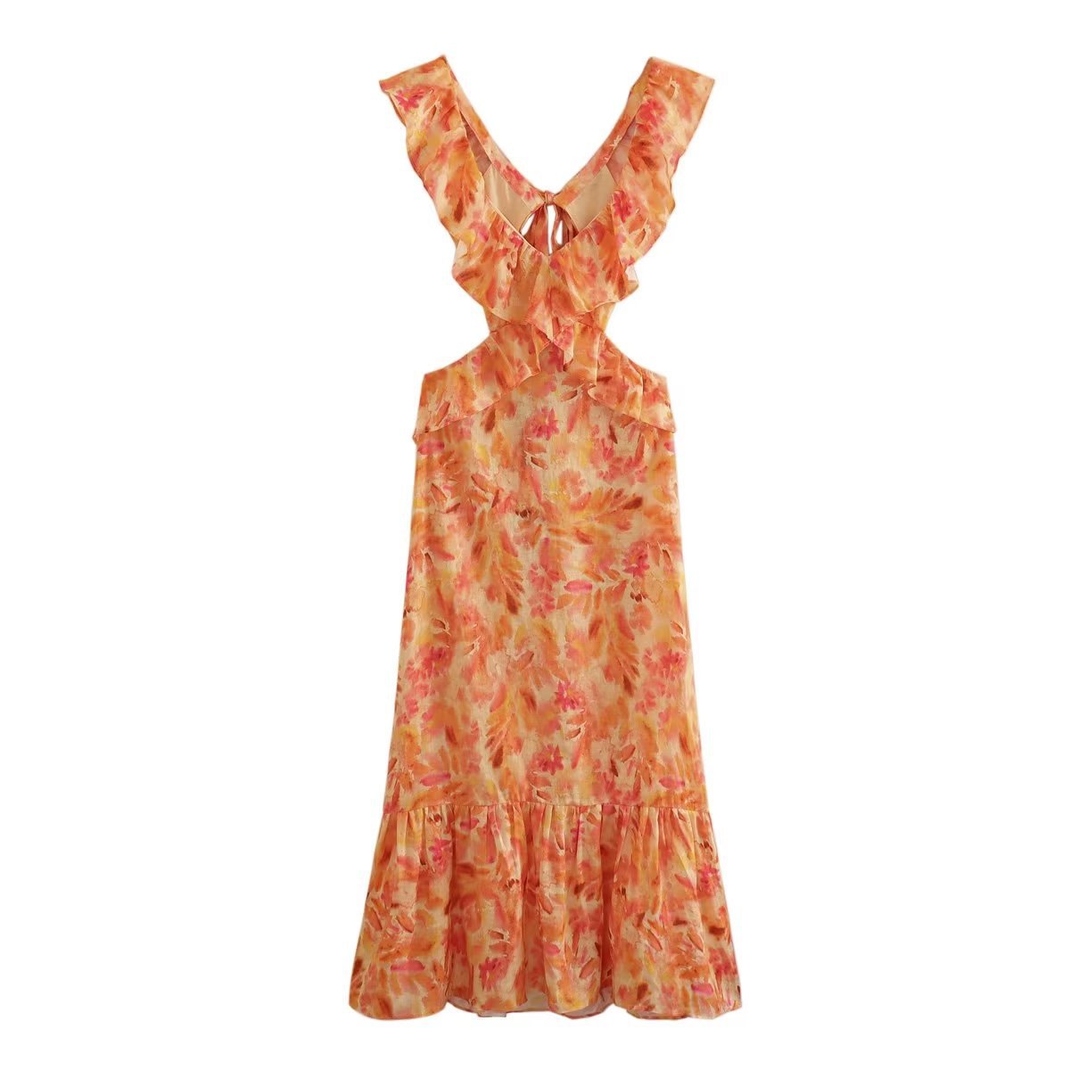Bedrucktes Kleid mit Rüschen