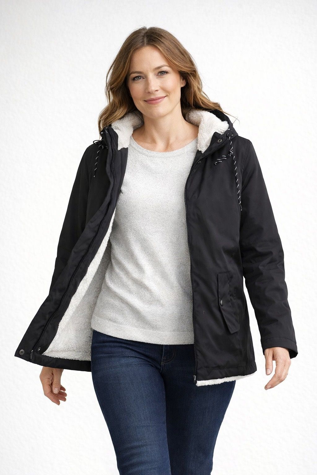 ShopNory | Damen Winterjacke mit Kapuze und Fleecefutter