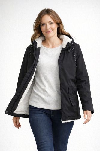 ShopNory | Damen Winterjacke mit Kapuze und Fleecefutter