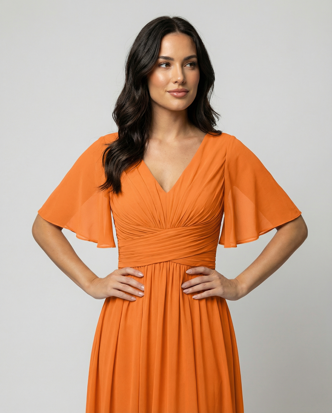 Shopnory | Kleid Fließendes V-Ausschnitt Chiffonkleid für Damen