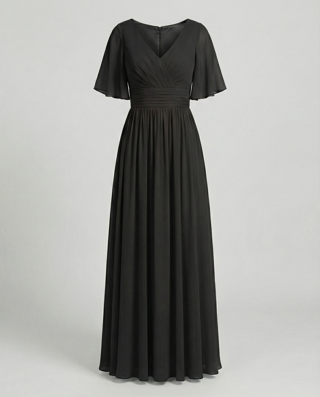 Shopnory | Kleid Fließendes V-Ausschnitt Chiffonkleid für Damen